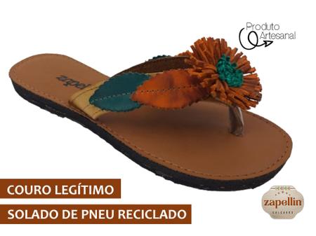Chinelo Feminino Couro Leg timo Solado Antiderrapante REF26
