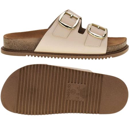 Chinelo Feminino Flat com Fivelas Dourada Beira Rio 8523.108.9569 Imagem de Chinelo Feminino Flat com Fivelas Dourada Beira Rio 8523.108.9569
