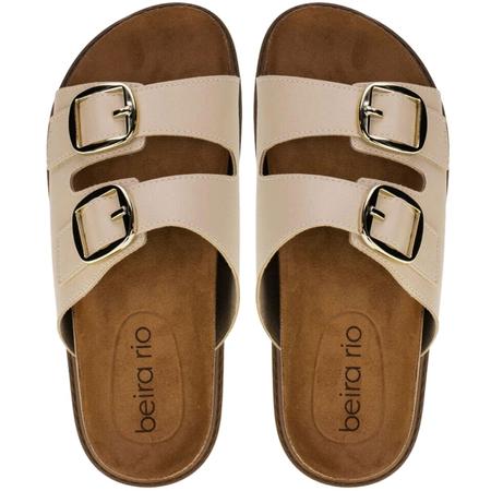 Chinelo Feminino Flat com Fivelas Dourada Beira Rio 8523.108.9569 Imagem de Chinelo Feminino Flat com Fivelas Dourada Beira Rio 8523.108.9569