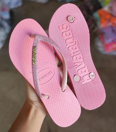 Chinelo Feminino Havaianas Glitter na Correia Barato Chinelo