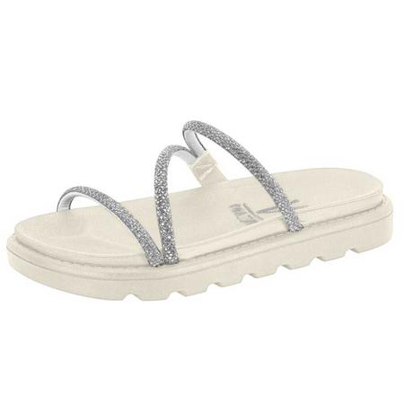 Chinelo Flatform Tiras Strass Cristal Silver Branco Off Vizzano 6459.118 Imagem de Chinelo Flatform Tiras Strass Cristal Silver Branco Off Vizzano 6459.118