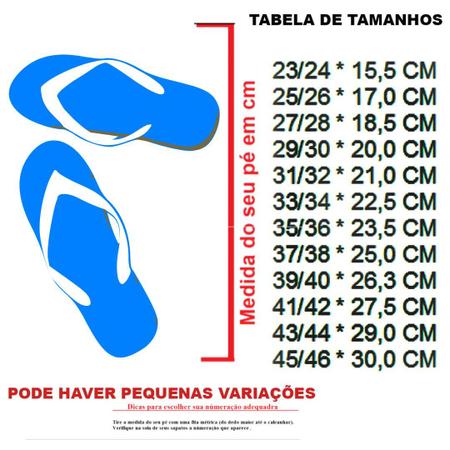Numeração 2025 havaianas baby
