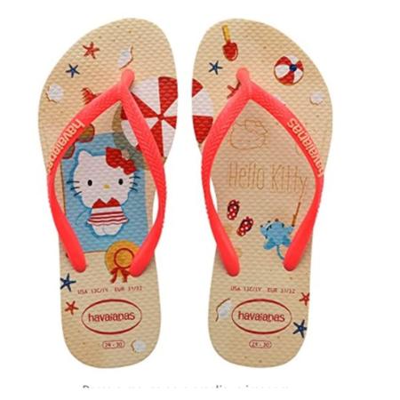 Imagem de Chinelo Havaianas Infantil Kids Slim Hello Kitty Dourado