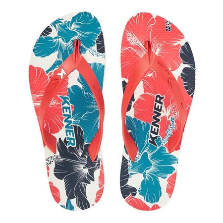 Chinelo Kenner Summer Hibisco Masculino - Vermelho e Azul Imagem de Chinelo Kenner Summer Hibisco Masculino - Vermelho e Azul