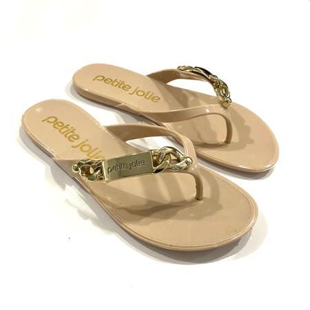 Chinelo Petite Jolie Lucky Nude-Ouro PJ5974 Imagem de Chinelo Petite Jolie Lucky Nude-Ouro PJ5974