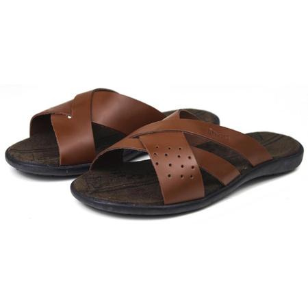 Chinelo Sandália Casual Masculino Confort Couro - Deck Be Imagem de Chinelo Sandália Casual Masculino Confort Couro
