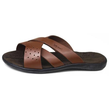 Chinelo Sandália Casual Masculino Confort Couro - Deck Be Imagem de Chinelo Sandália Casual Masculino Confort Couro