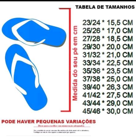 Tamanho store chinelo infantil