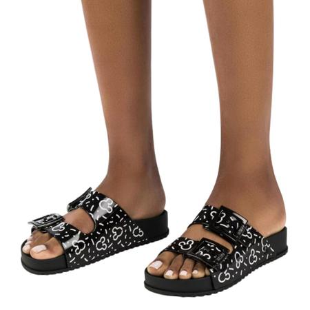 Chinelo Slide Zaxy Joy Mickey Partner Feminino Preto Imagem de Chinelo Slide Zaxy Joy Mickey Partner Feminino Preto