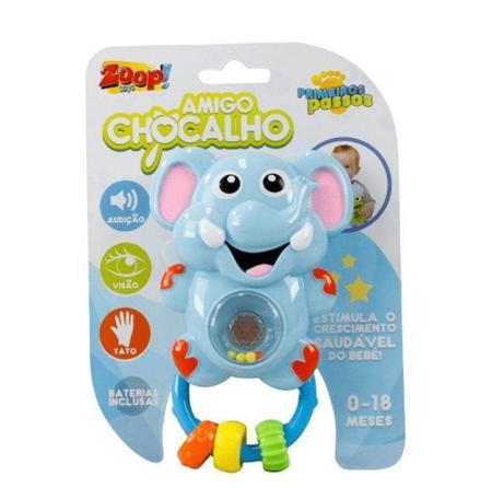 Imagem de Chocalho Para Bebes Som E Luz Elefante Zoop Toys