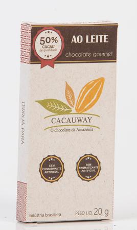 Imagem de Chocolates 50% cacau ao leite - Kit folha com 2 tabletes de 20g cada - Cacauway