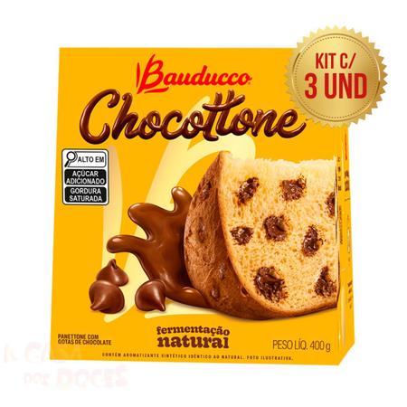 Imagem de Chocottone Bauducco Caixa 400g. Kit Atacado Natal 3 Unidades