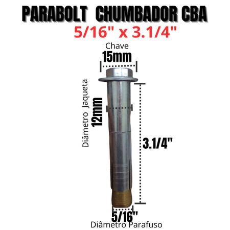 Imagem de Chumbador Parabolt CBA C/ Jaqueta 5/16X3.1/4 Concreto 10 Pçs