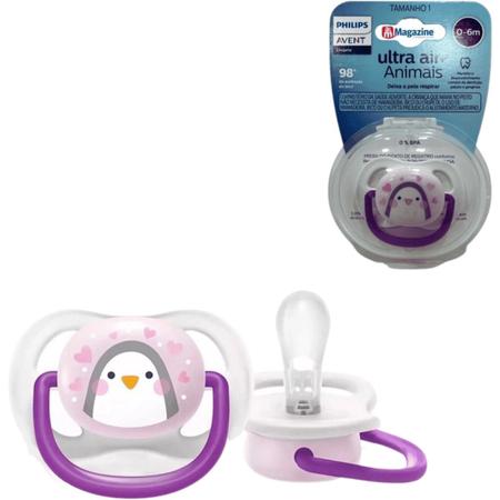 Imagem de Chupeta Ultra Air 0-6M Girl Unitária Pinguim 081/01 PHILIPS