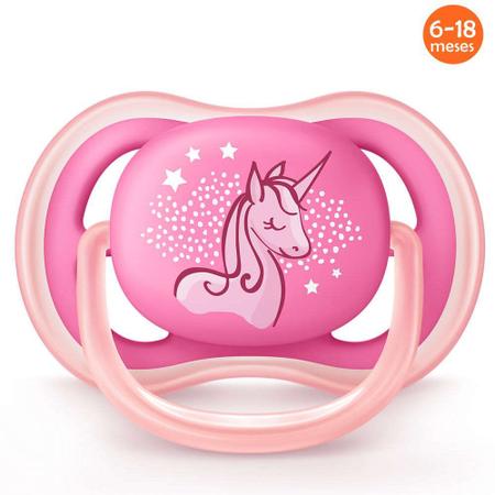 Chupeta Ultra Air Decorada 6-18m Rosa Unicórnio Philips Avent Imagem de Chupeta Ultra Air Decorada 6-18m Rosa Unicórnio Philips Avent