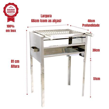 Imagem de Churrasqueira Inox 81cm Com Acendedor Elétrico Carvão 220v