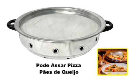 Imagem de Churrasqueira Multiuso Vigorosa Para Fogão 3 Em 1 N 30 Bolo Pão Pizza Grelhados Alumínio Polido
