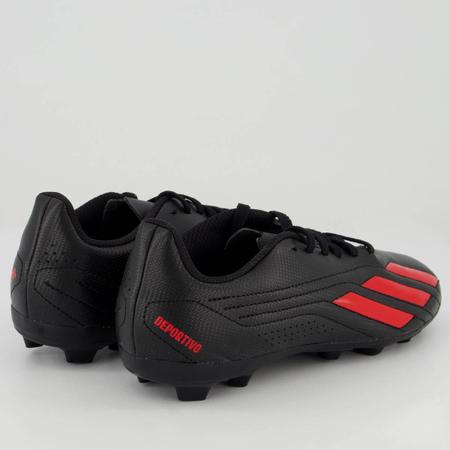 Chuteira Adidas Deportivo II FxG Campo Juvenil Preta e Vermelha