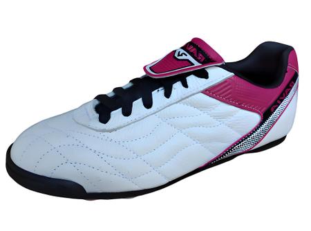 Chuteira Futebol Society Couro Branco Rosa Com Biqueira Modelo Masculina Feminina Unisex Chuteirinh - RAVIA Imagem de Chuteira Futebol Society Couro Branco Rosa Com Biqueira Modelo Masculina Feminina Unisex Chuteirinh