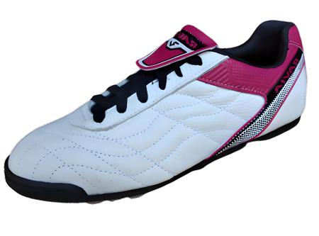 Chuteira Futebol Society Couro Branco Rosa Com Biqueira Modelo Masculina Feminina Unisex Chuteirinh - RAVIA Imagem de Chuteira Futebol Society Couro Branco Rosa Com Biqueira Modelo Masculina Feminina Unisex Chuteirinh
