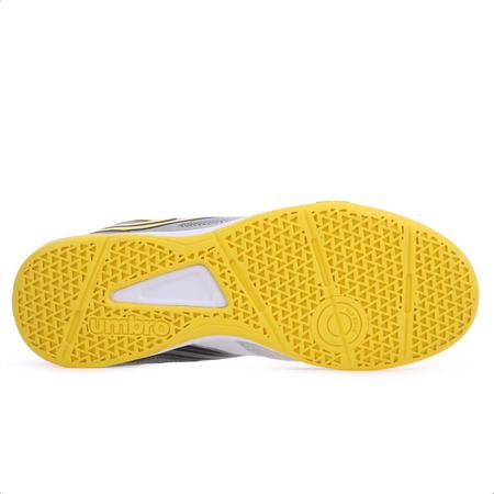 Imagem de Chuteira Umbro Futsal Pro 5 Bump Club Branco Amarelo Preto - Masculina