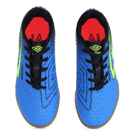 Imagem de Chuteira Umbro Futsal Warskin JR Azul Verde e Preto - Infantil