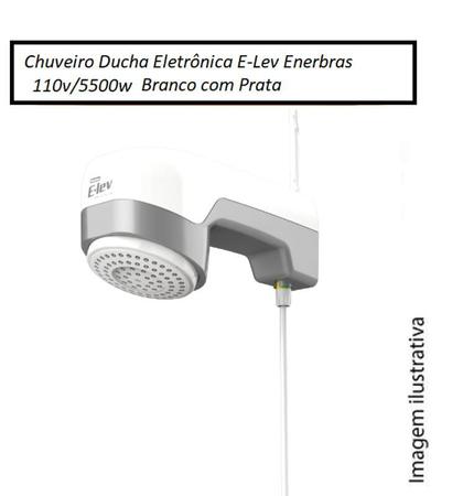 Imagem de Chuveiro ducha eletrônica e-lev enerbras 110v/5500w e 220v/7500w branco com prata