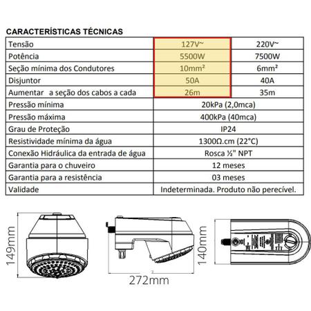 Imagem de Chuveiro Ducha Eletrônica E-Soft 127V ou 220V Enerbras