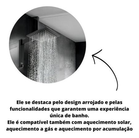 Imagem de Chuveiro Ducha Lorenzetti Acqua Century 220 Eletrônico Preto Matte Luxo 220v 7500w