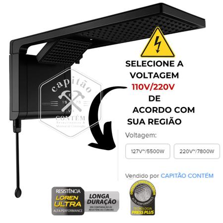 Imagem de Chuveiro E Ducha Elétrico Parede Acqua Ultra Duo Preto Fosco 110V ou 220V