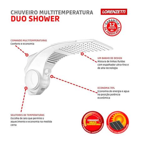 Imagem de Chuveiro Lorenzetti Duo Shower Quadrada Turbo 127v 5500w
