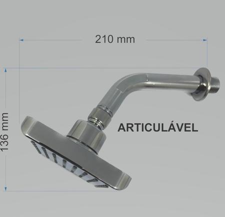 Imagem de Chuveiro Quadrado Cromado - Uso Externo - Solar/Gás