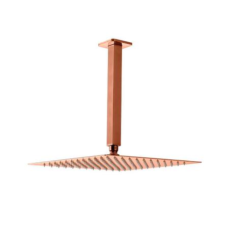 Imagem de Chuveiro teto inox 304 Slim 30 cm + braço 25 cm Mundaú - Dourado rose