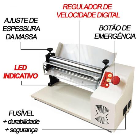 Imagem de Cilindro Laminador Elétrico Pequeno Massa, Pão, Pastel Saro