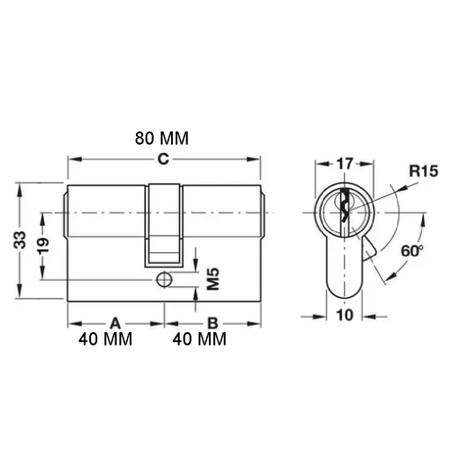 Imagem de Cilindro Perfil Euro Startec 80mm Hafele 916.96.632 Polido