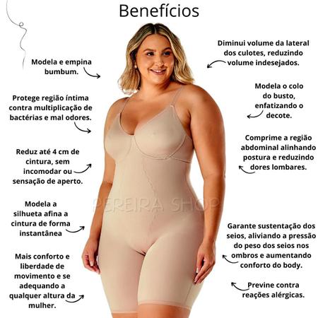 Cinta Body Modelador Macaquinho Plus Size Com Perna Sem Bojo