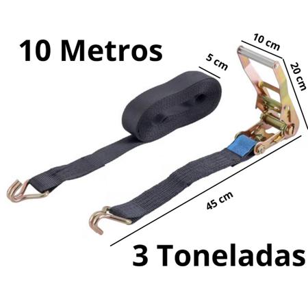 Imagem de Cinta + Catraca Carga 3 Ton 50mm 10metro Caminhão Amarração Carreta Forte