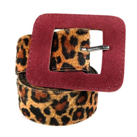 Imagem de Cinto Feminino Animal Print Onça Com Fivela Bordo Quadrada