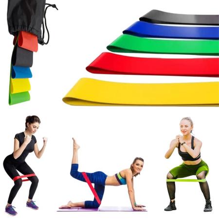 Imagem de Cinto Para Exercícios Físicos Kit Com 5 Elásticos Super Band