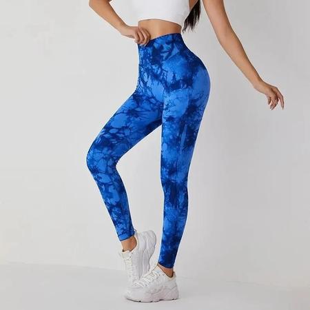 Imagem de Cintura Alta Tie Dye Leggings Sem Costura Para Mulheres Scrunch Butt Lifting Yoga Calças Justas