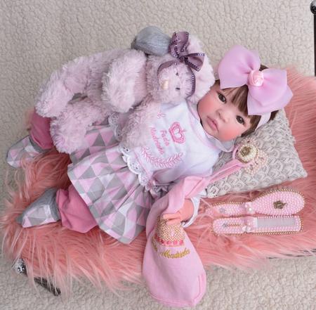 BK Cinza Boneca Bebe Real Reborn Realista Menina Mundo Brinquedos