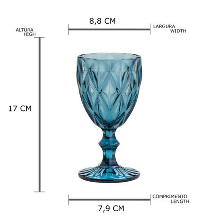 Imagem de Cj 6 Taças de Vidro Diamond Azul 325ml Lyor