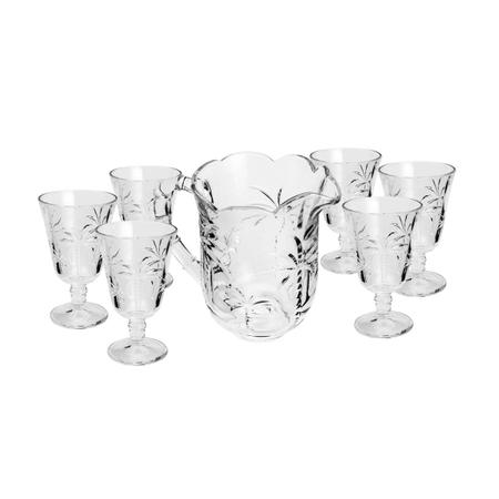 Cj.7 Pcs Jarra c/6 Taças Cristal Palm Transparente 1.3L/240ml - Lyor Imagem de Cj.7 Pcs Jarra c/6 Taças Cristal Palm Transparente 1.3L/240ml
