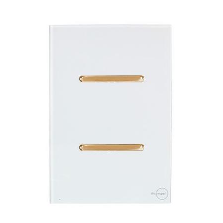 Imagem de Cj interruptor duplo simples com suporte 4x2 - dicompel novara glass branco gold - dng1200/5brgd