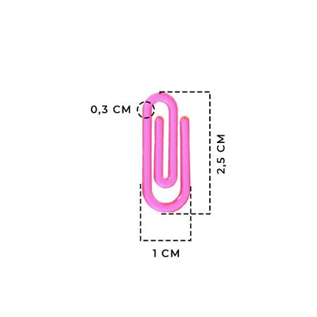 Imagem de Clips Escolar Prendedor Pequeno 2,5cm Rosa Neon Colorido - 1000 Unidades