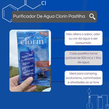 Imagem de Clorin C/ 10 Pastilhas Agua Limpa Potavel Elimina bactérias