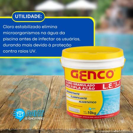 Imagem de Cloro Granulado P/ Piscina 3 Em 1 Genco (10 Kg) Múltipla Ação