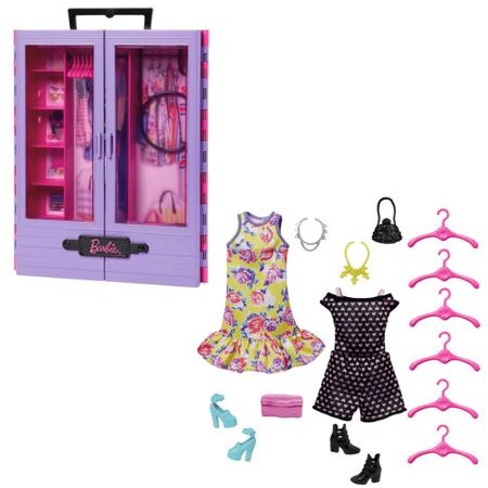 Boneca Barbie Closet Guarda Roupa De Luxo Roxo Com Boneca