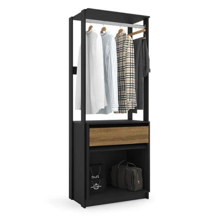 Imagem de Closet Modular Verona 0,70 Preto Fosco com Cinamomo Batrol