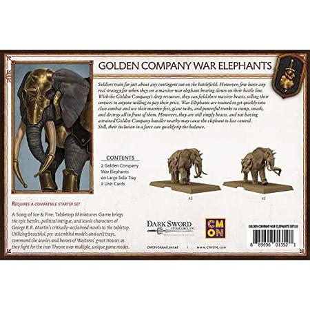 CMON As Crônicas de Gelo e Fogo Mesa Miniaturas Jogo Golden Company  Elephants Unit Box Jogo de estratégia para adolescentes e adultos Idade 14+  2+ Jogadores Tempo médio de reprodução 45-60 minutos